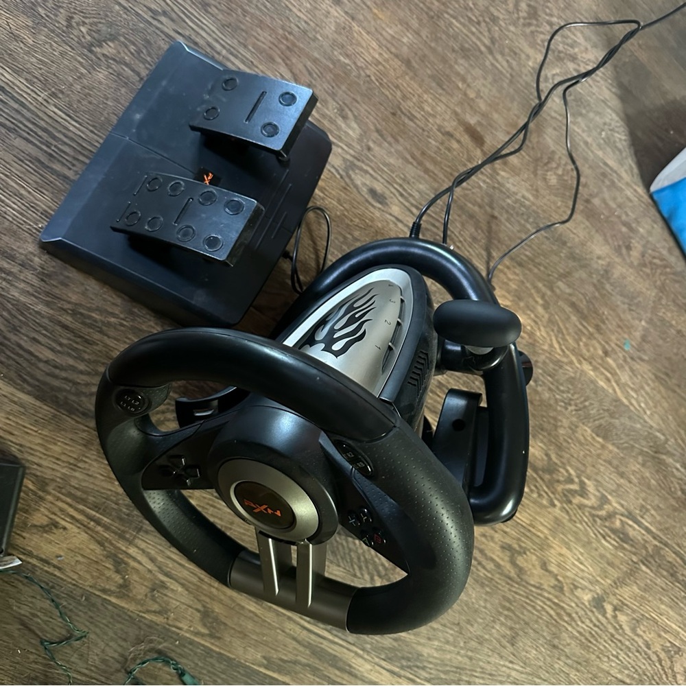 Black and Silver Gaming Steering Wheel